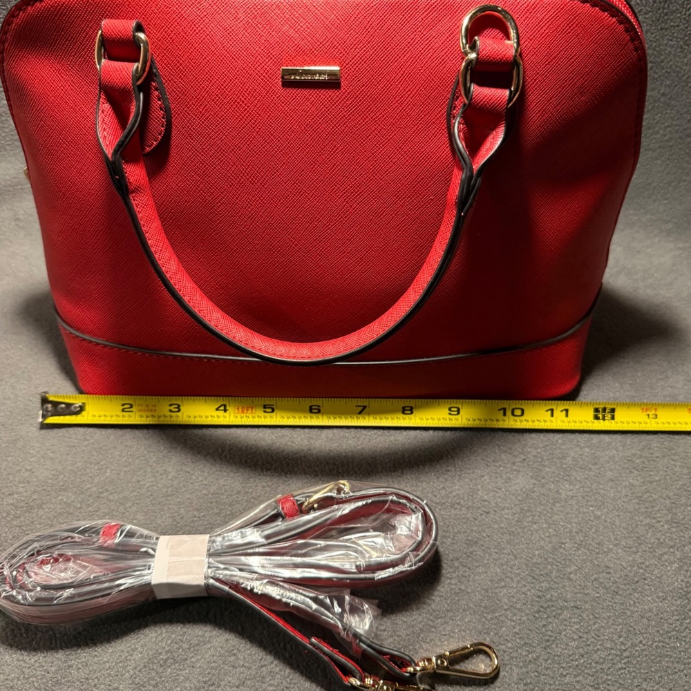 Lovevook Satchel Dome Bag Crossbody Strap Red‎ Medium Purse - Picture 3 of 9